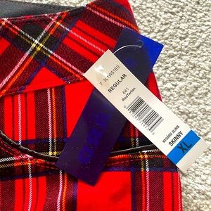 Nygard Slims, Skinny Pants, Red Plaid, Extra Large